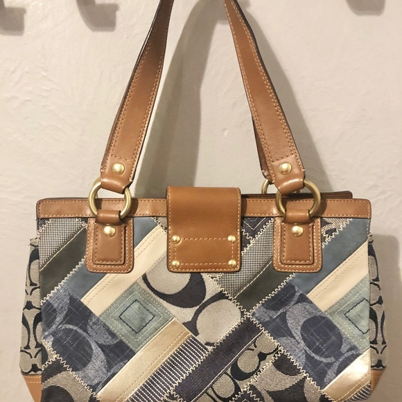 Coach signature denim Collection patchwork satchel - Picture 2 of 8